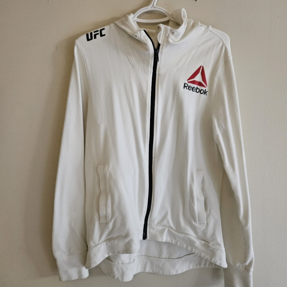Reebok UFC White Zip-Up Hoodie
